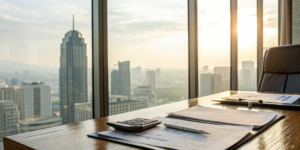 Desk of a real estate professional with documents on the passive loss rules.