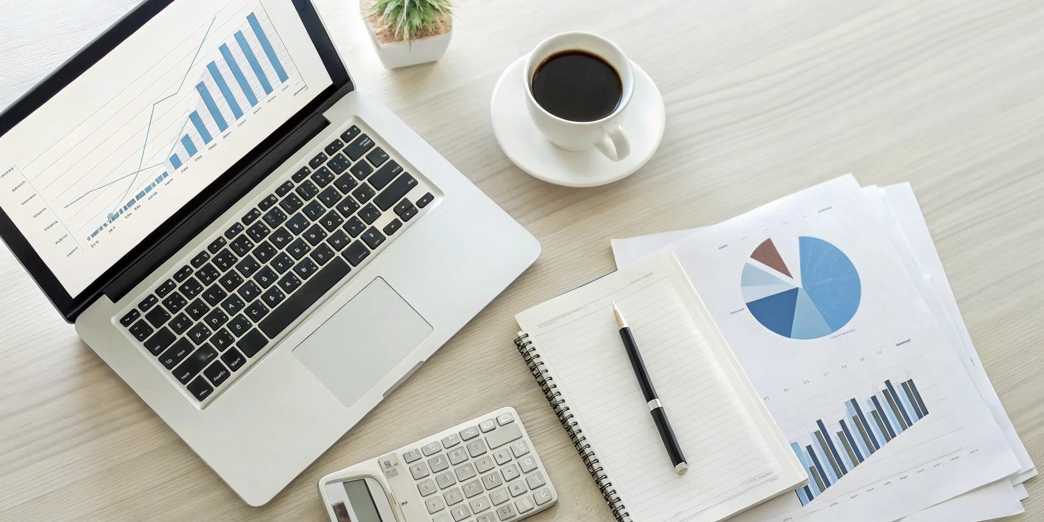 Real estate investor's desk with a laptop and calculator for planning tax deductions.