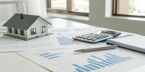 A beginner's guide to real estate investment financial analysis using a calculator and charts.
