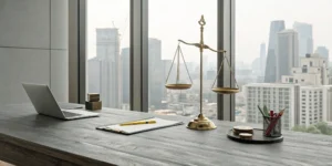 Scales of justice on a desk weighing the risks and rewards of a DIY cost segregation study.