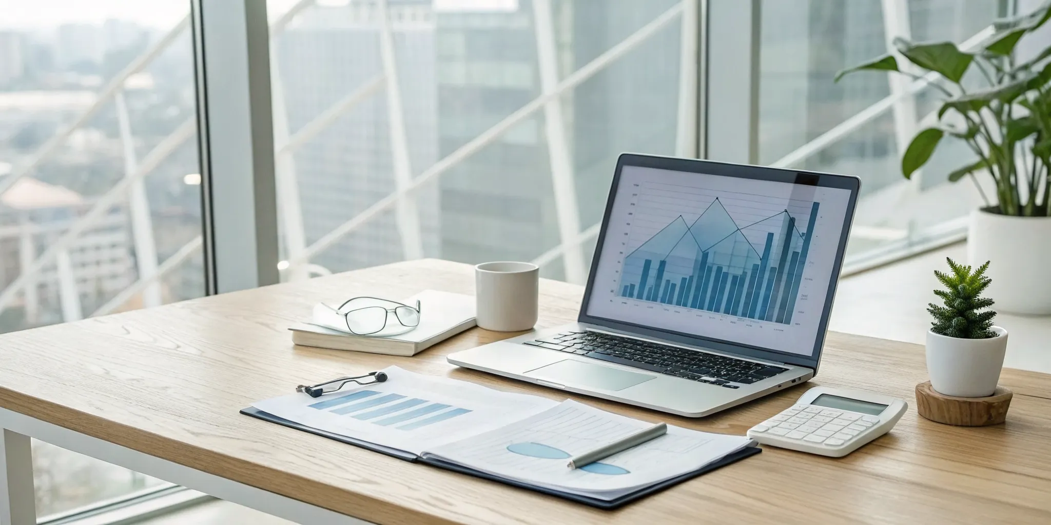 A real estate cash flow statement template with charts displayed on a laptop screen.