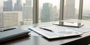 Reviewing a cost segregation study example PDF on a tablet with financial charts.