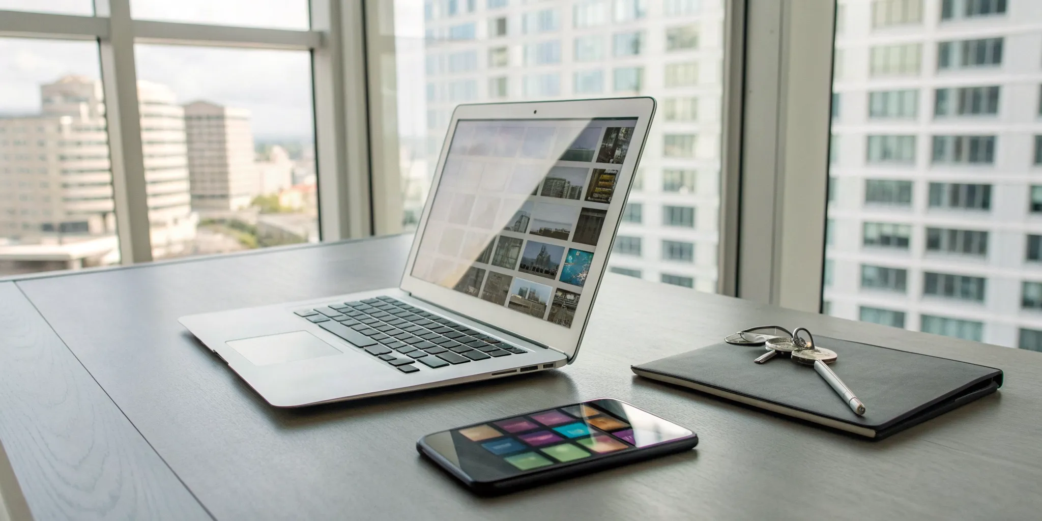 A landlord researches the best accounting software on a laptop.
