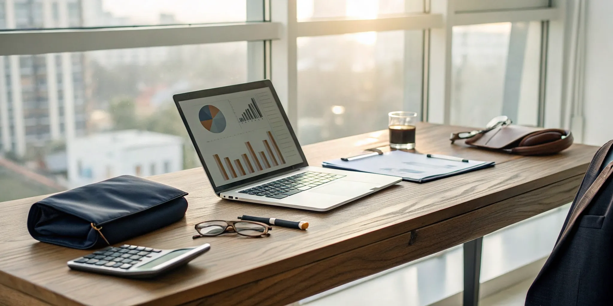 A landlord's laptop showing financial charts for bookkeeping for rental properties in Tennessee.