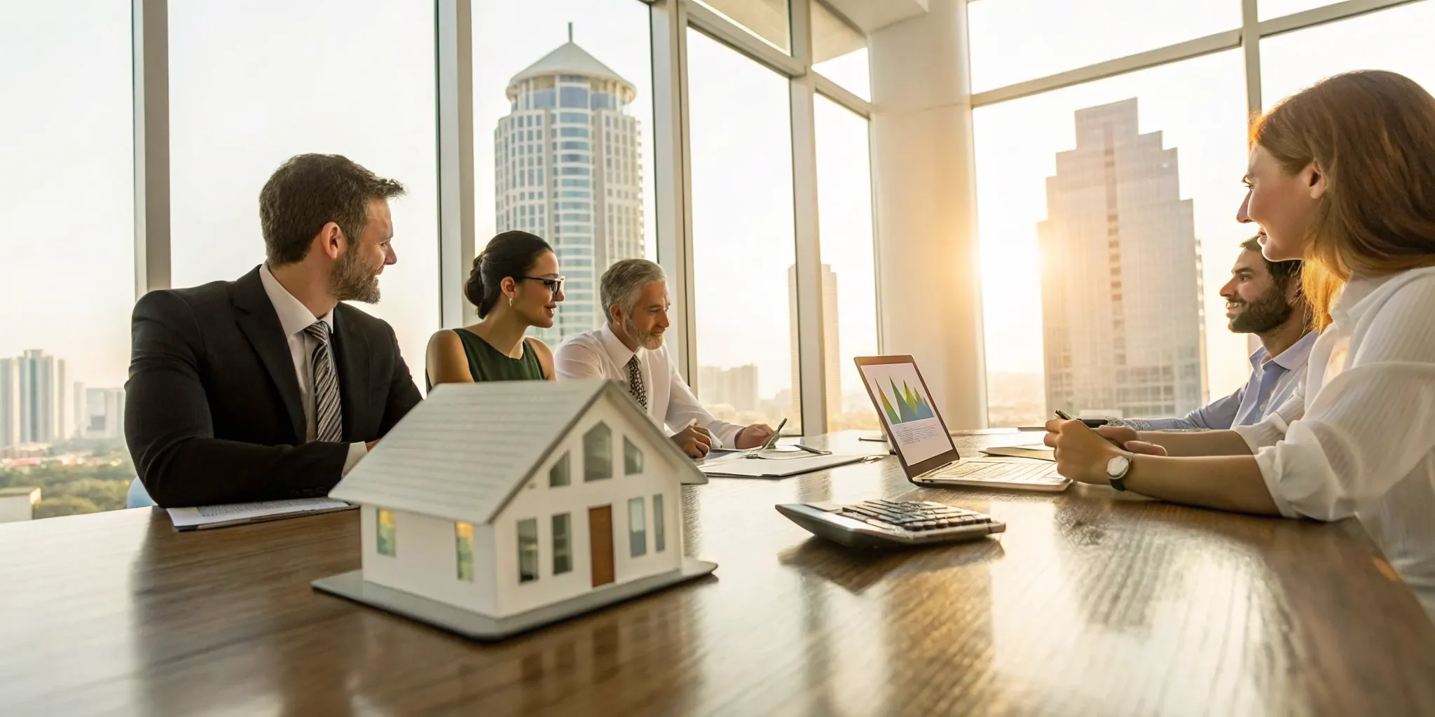 Real estate investors meeting with the best CPA firm to review their financial strategy.