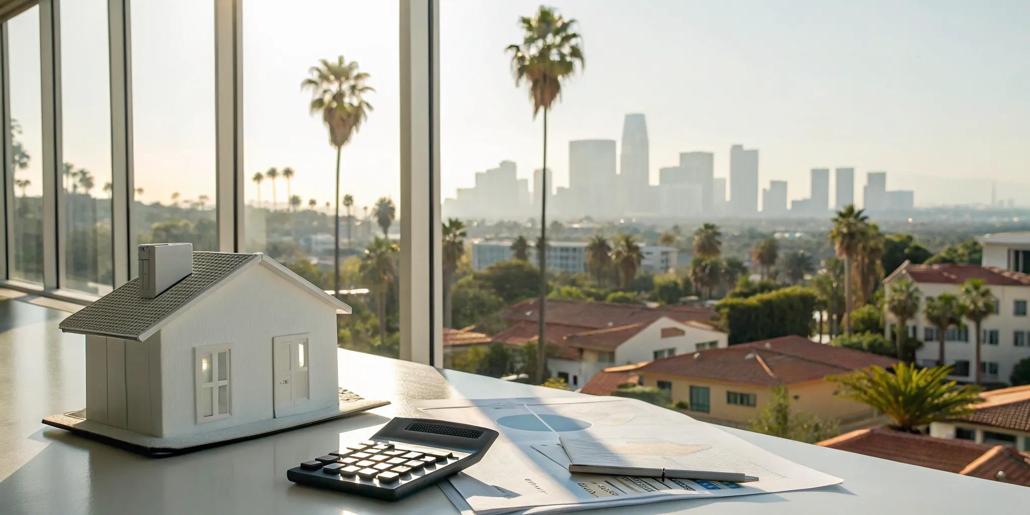 Model house and calculator used to minimize real estate investment taxes in California.
