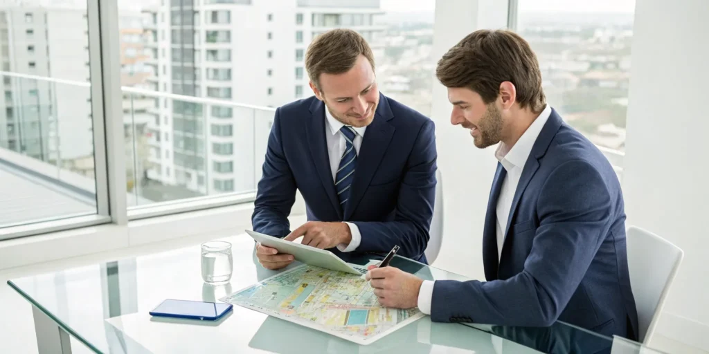 A client meets with a real estate tax advisor to discuss property tax savings.