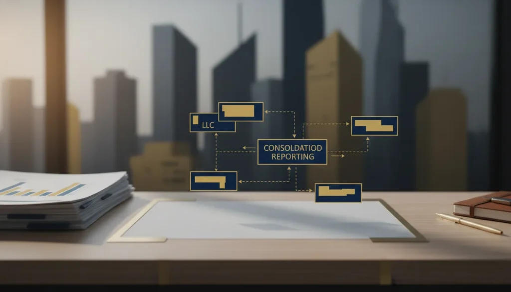 Entity structure accounting diagram for a real estate portfolio