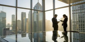 Professionals using real estate financial planning services to analyze investments and grow wealth.