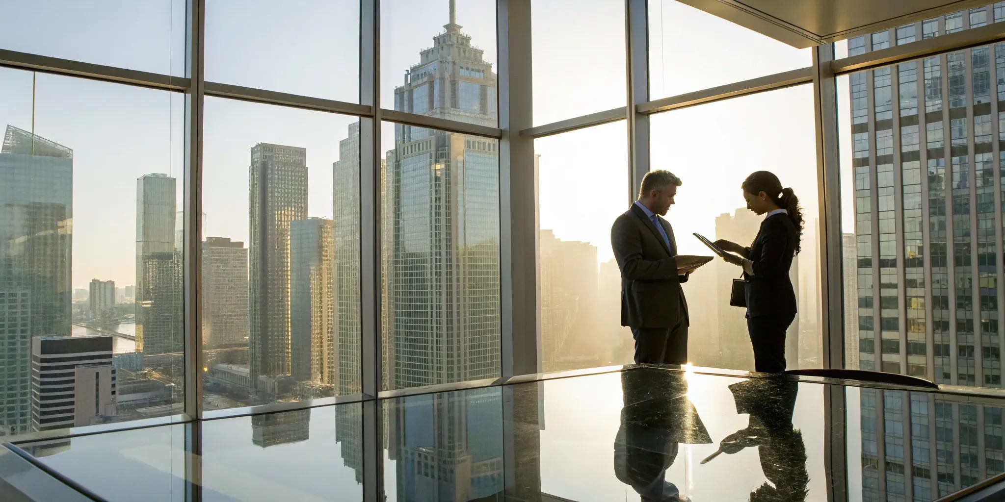 Professionals using real estate financial planning services to analyze investments and grow wealth.