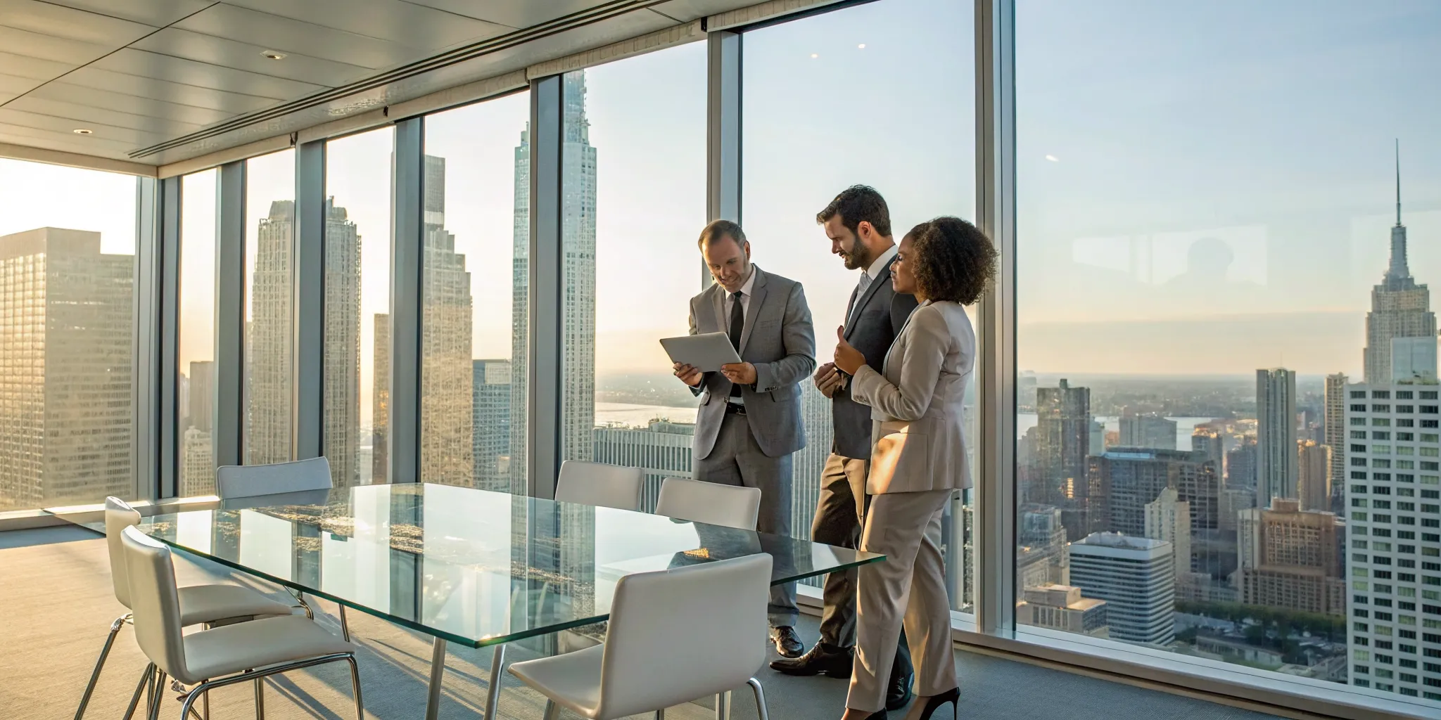 Real estate accounting experts analyzing financial reports for property investment tax strategies.
