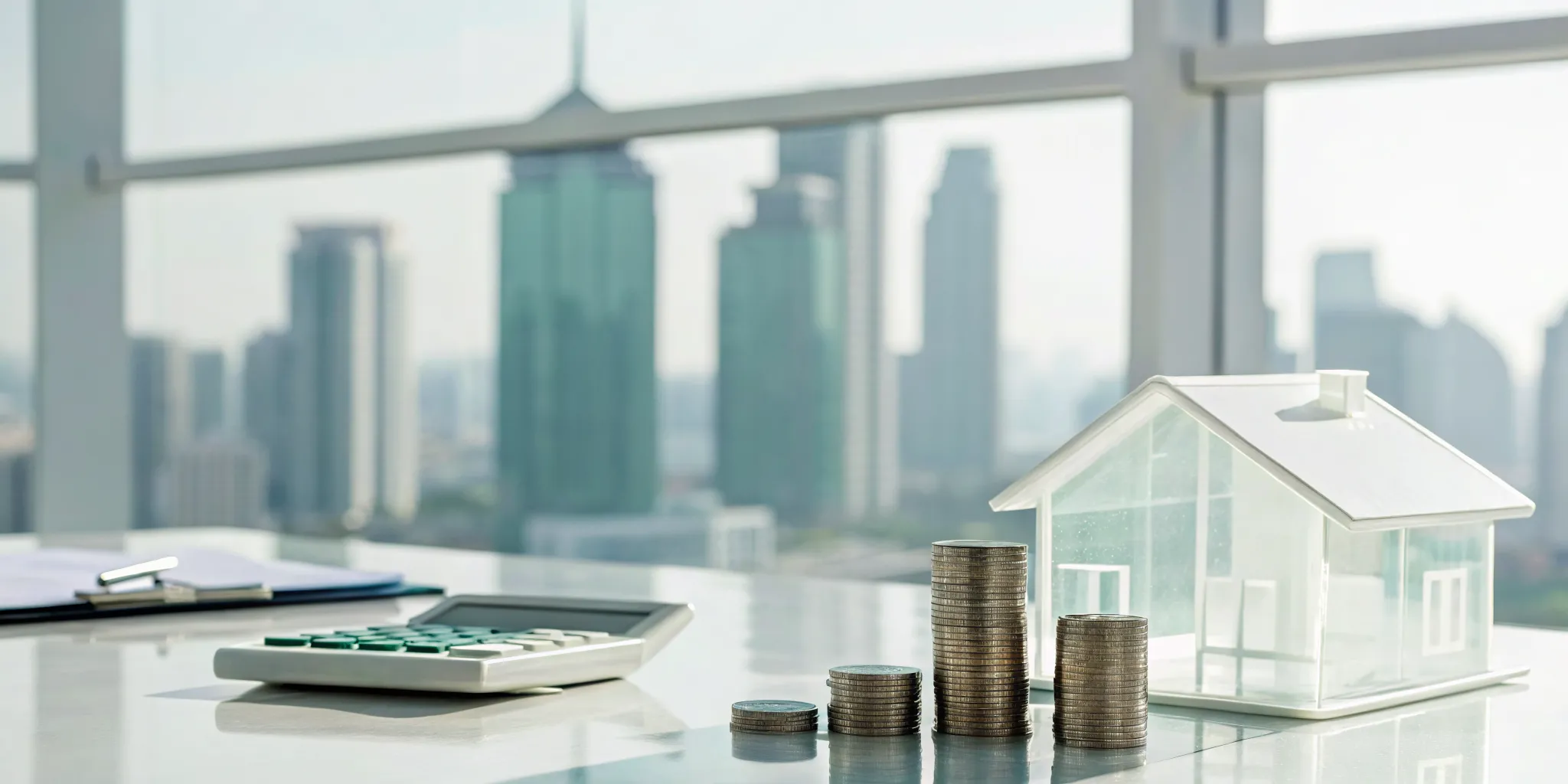 Model house next to a calculator and coins, weighing the tax benefits of a real estate LLC.