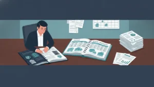 Real estate investor comparing cash and accrual accounting ledgers