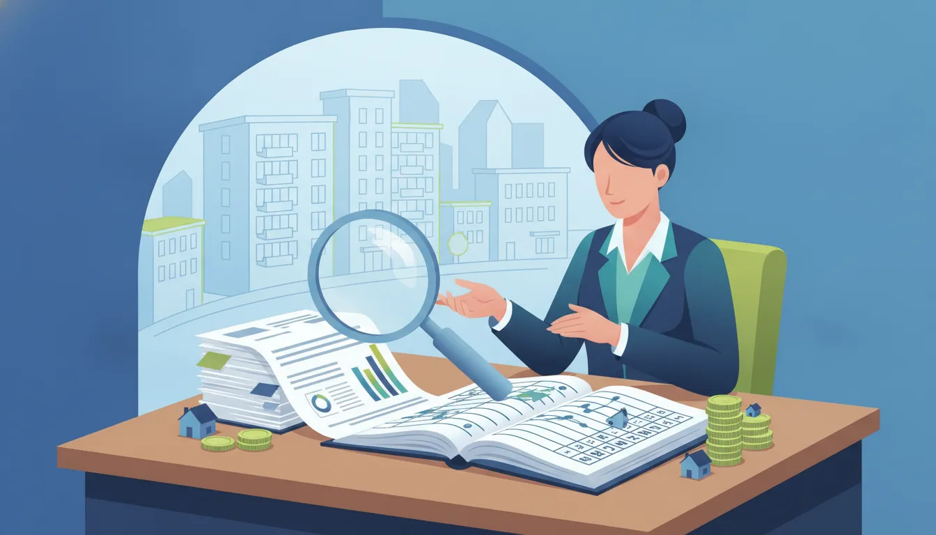 Rental property investor reviewing refinance accounting records