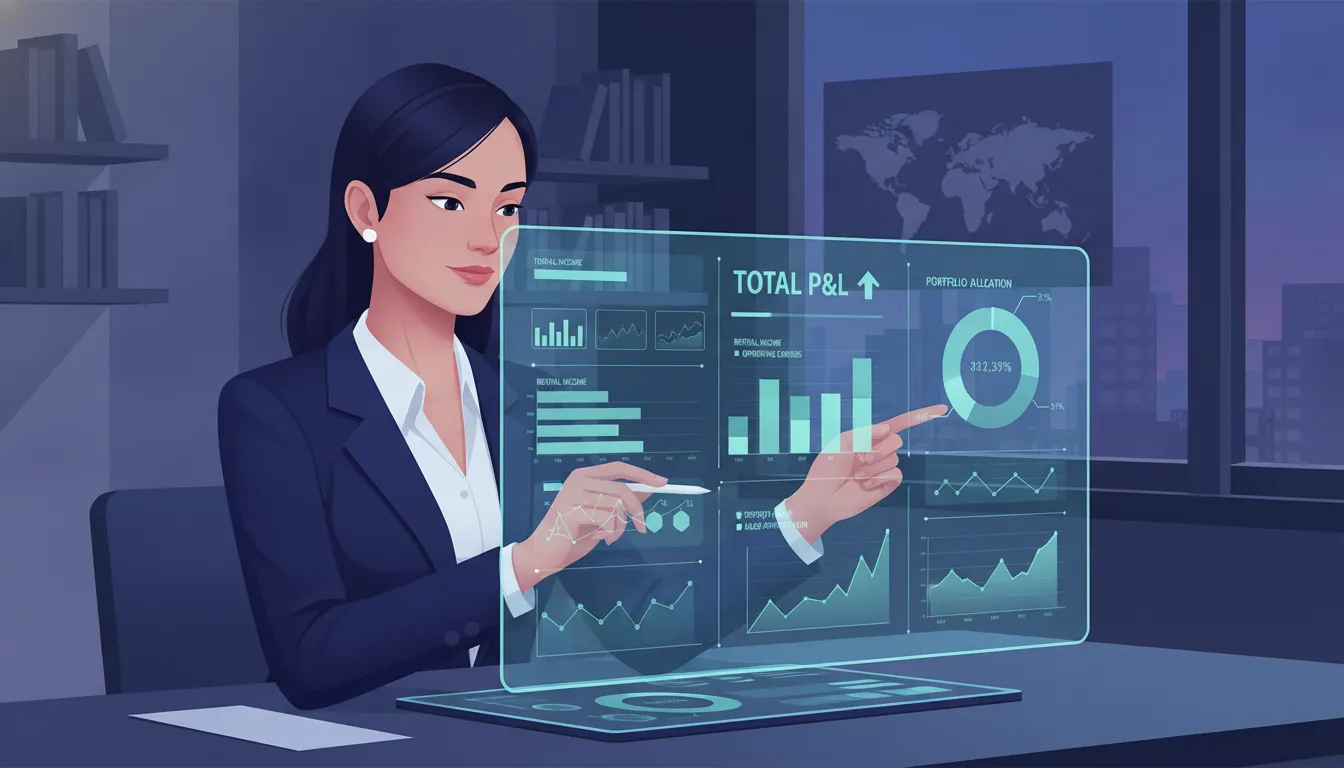 Real estate investor reviewing portfolio P&L real estate reporting