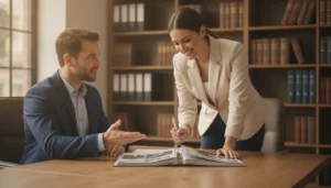 A CPA advisor consulting with a real estate investor about multi-state rental property taxes