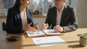 Real estate investor discussing rental property finances with a CPA advisor