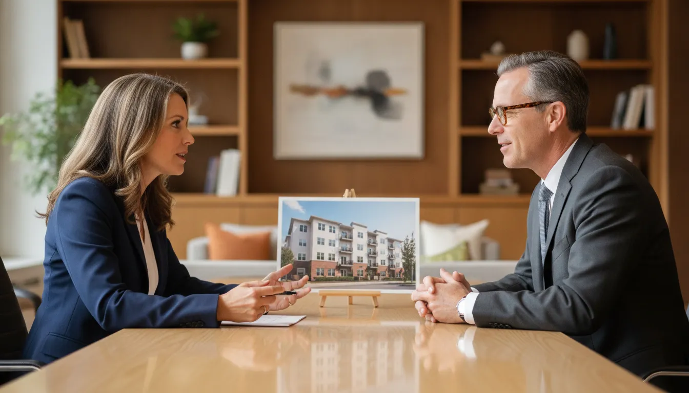 Real estate investor and CPA advisor planning an investment property sale strategy